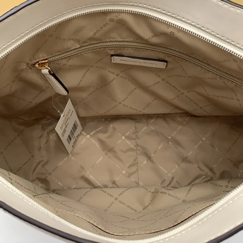 MICHAEL KORS BROOKE LG HOBO SHOULDER BAG LEATHER LT CREAM